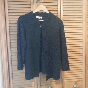 Jones New York Collection Textured Black Button Down Sweater